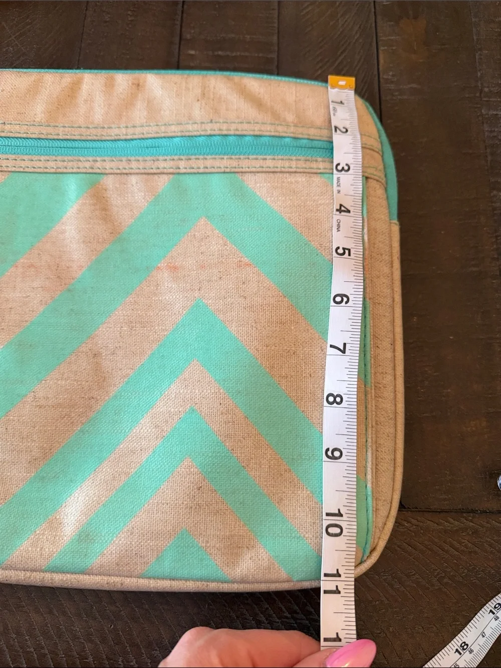 Turquoise Chevron Zip Pouch by